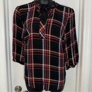 Torrid Chic Plaid Blouse - Black and Red